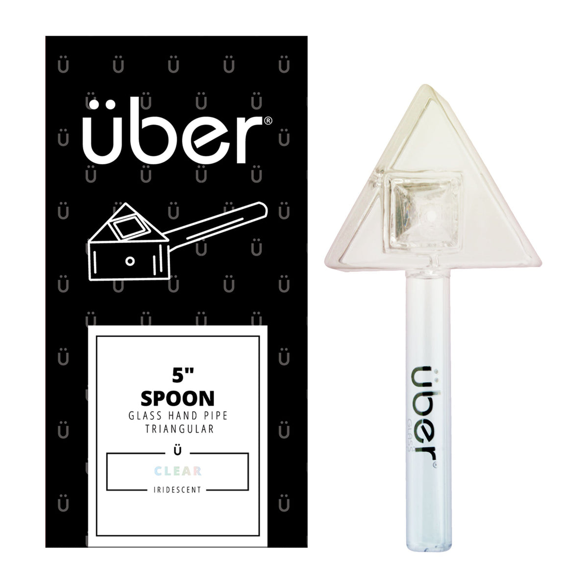 Uber Glass 5" Iridescent Spoon Triangular Clear