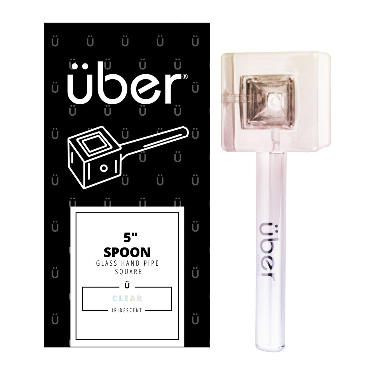 Uber Glass 5" Iridescent Spoon Square Clear