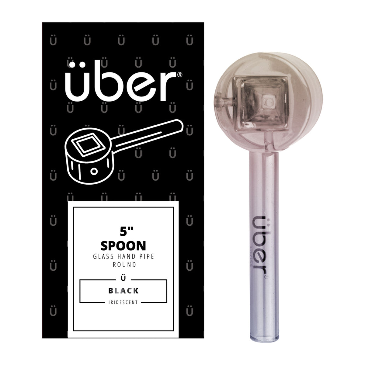 Uber Glass 5" Iridescent Spoon Round Black