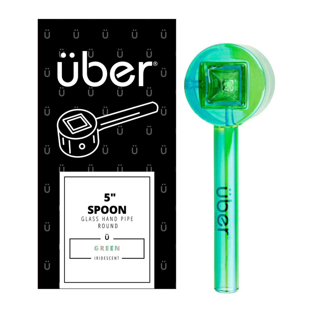 Uber Glass 5" Iridescent Spoon Round Green
