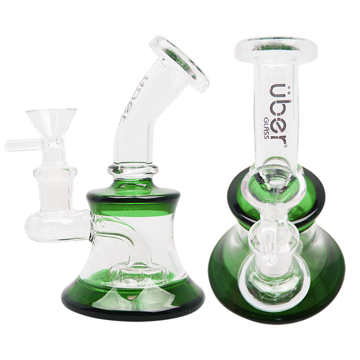 Uber 5" (4mm) Bent Neck Waterpipe w/ Banger Hanger Green