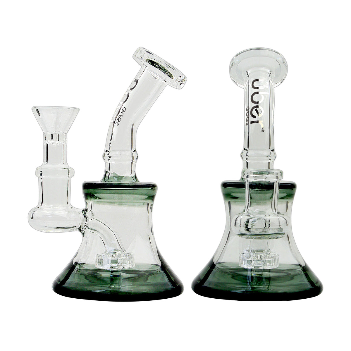 Uber 5" (4mm) Bent Neck Waterpipe w/ Banger Hanger Black