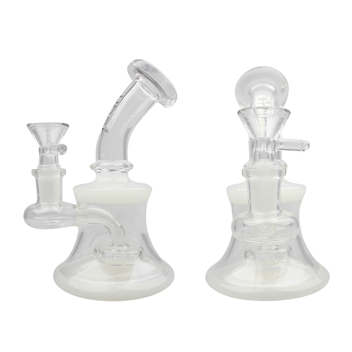 Uber 5" (4mm) Bent Neck Waterpipe w/ Banger Hanger White