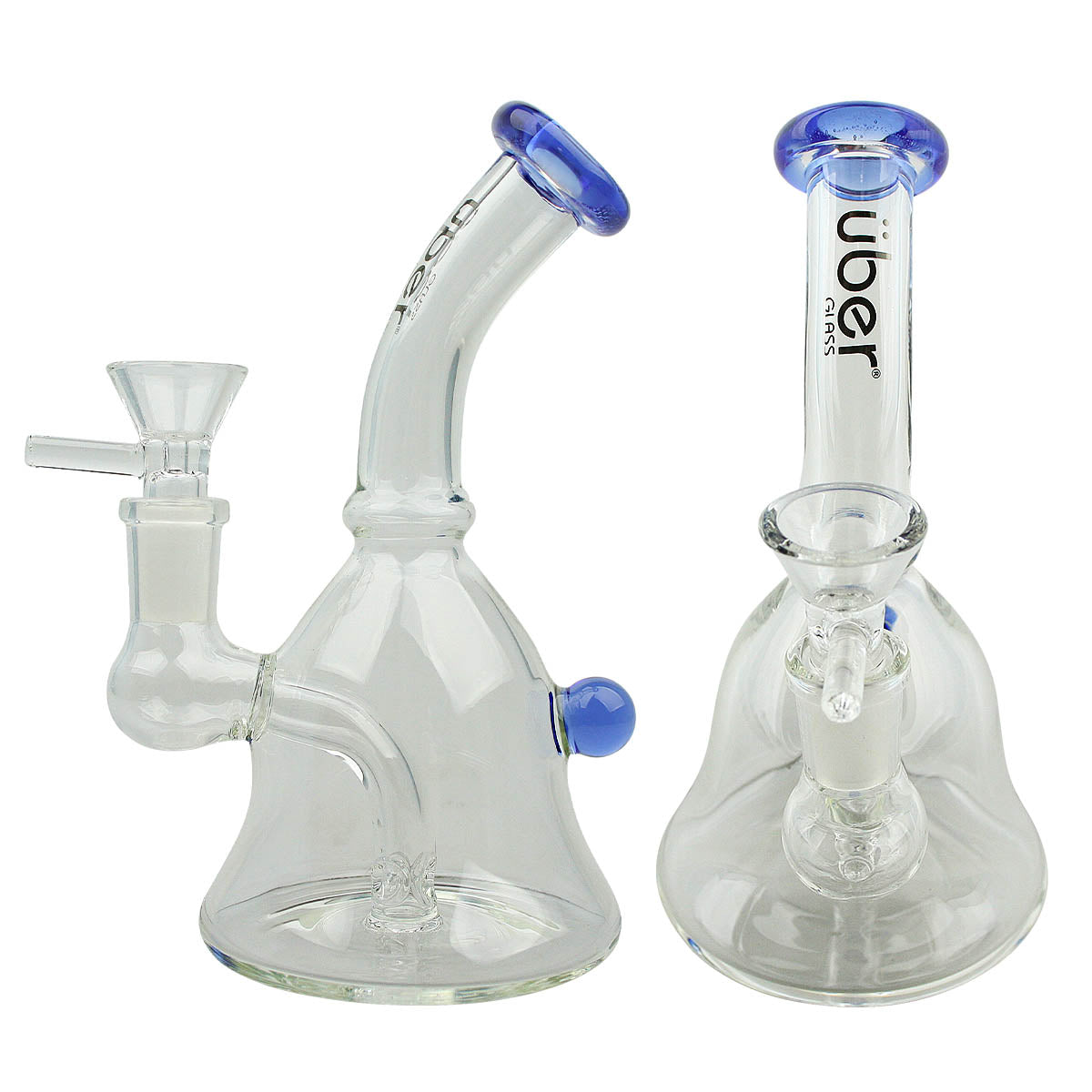 Uber 6" (4mm) Stemless Bent Neck Waterpipe - Style 001 Blue