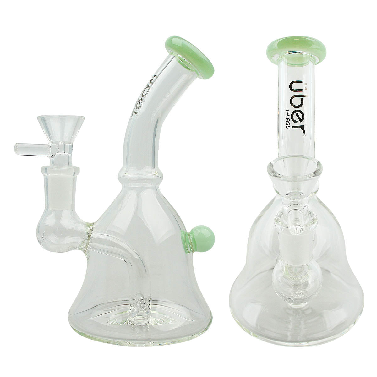 Uber 6" (4mm) Stemless Bent Neck Waterpipe - Style 001 Jade Green