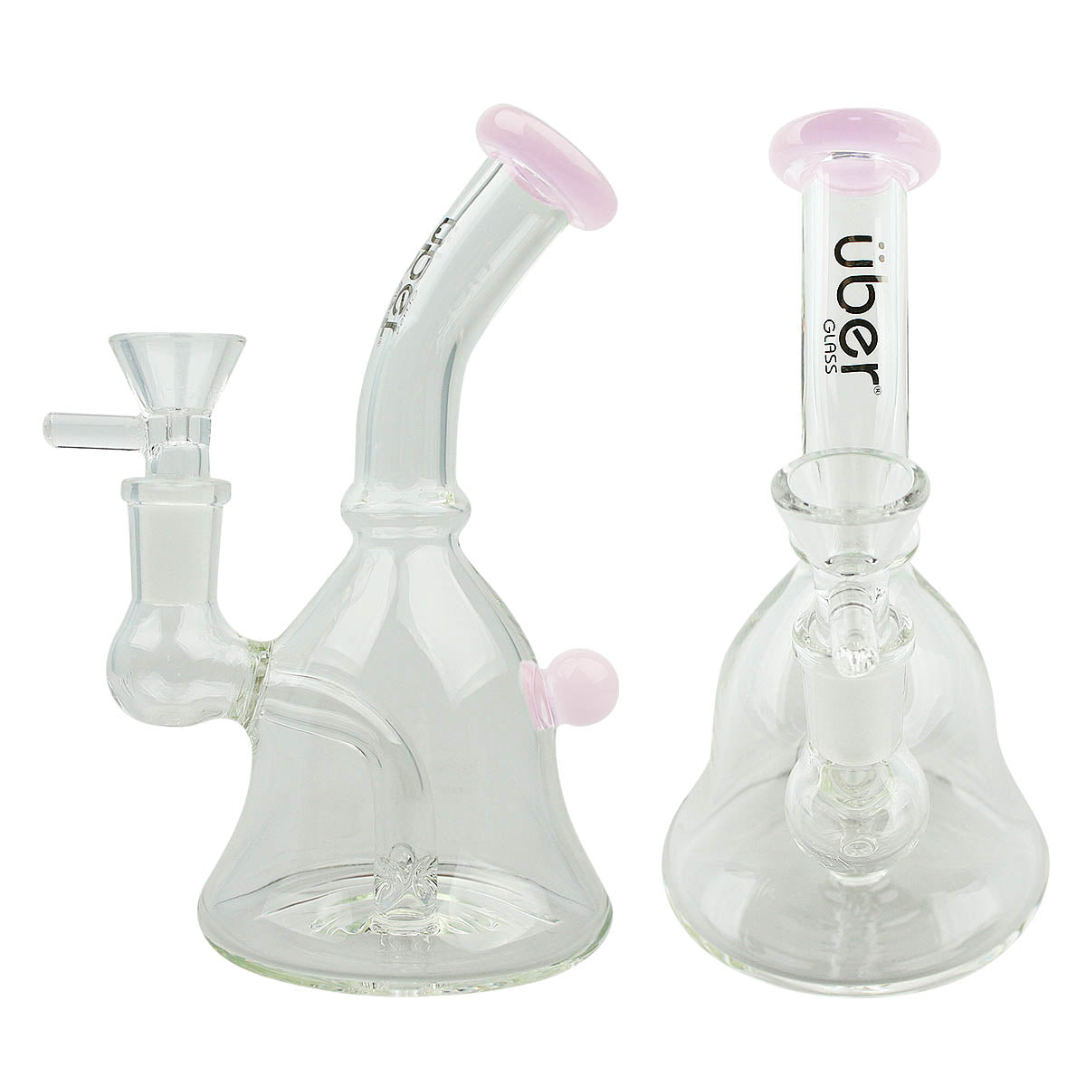Uber 6" (4mm) Stemless Bent Neck Waterpipe - Style 001 Pink