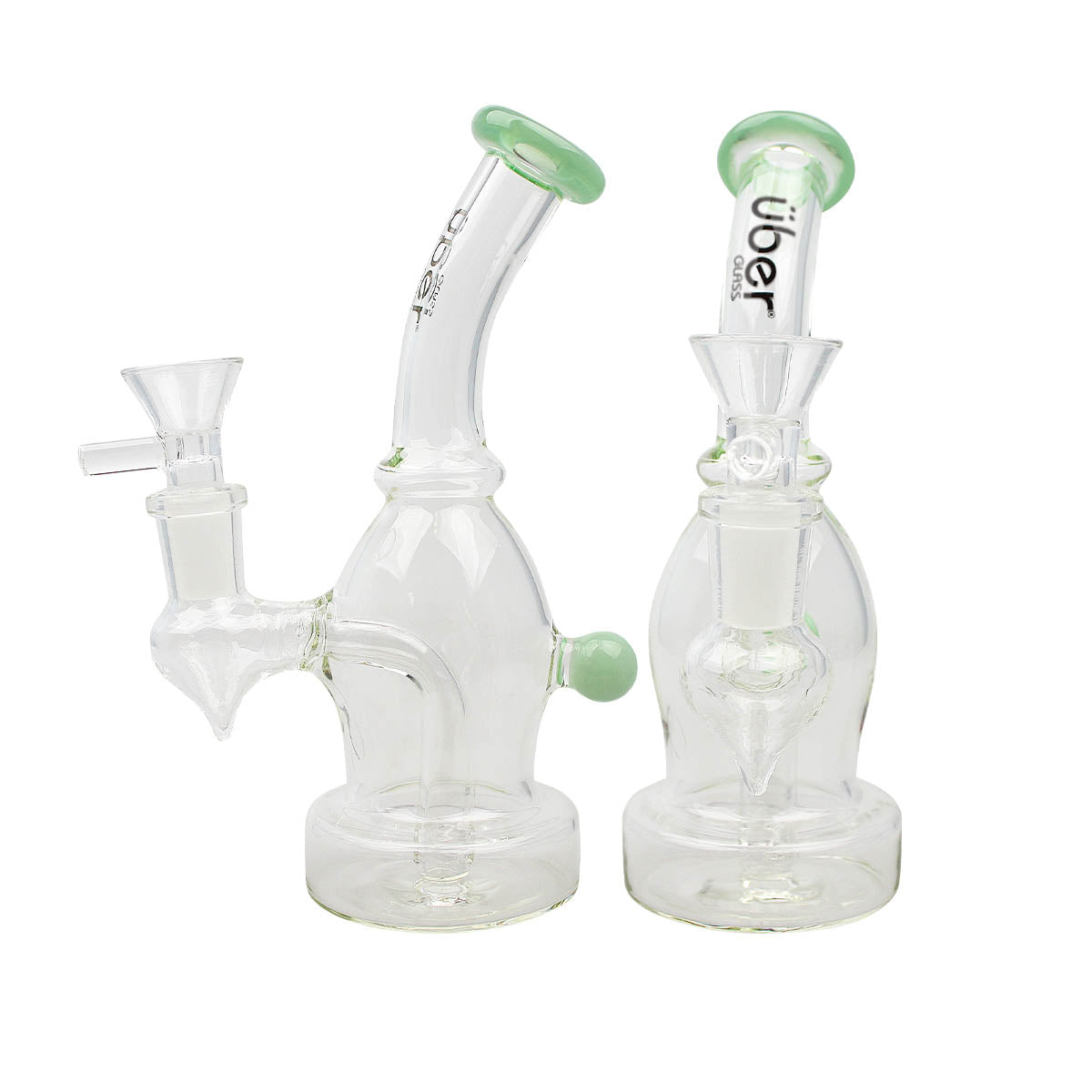 Uber 6" (4mm) Bent Neck Waterpipe w/ Ash Catcher - Style 002 Jade Gr