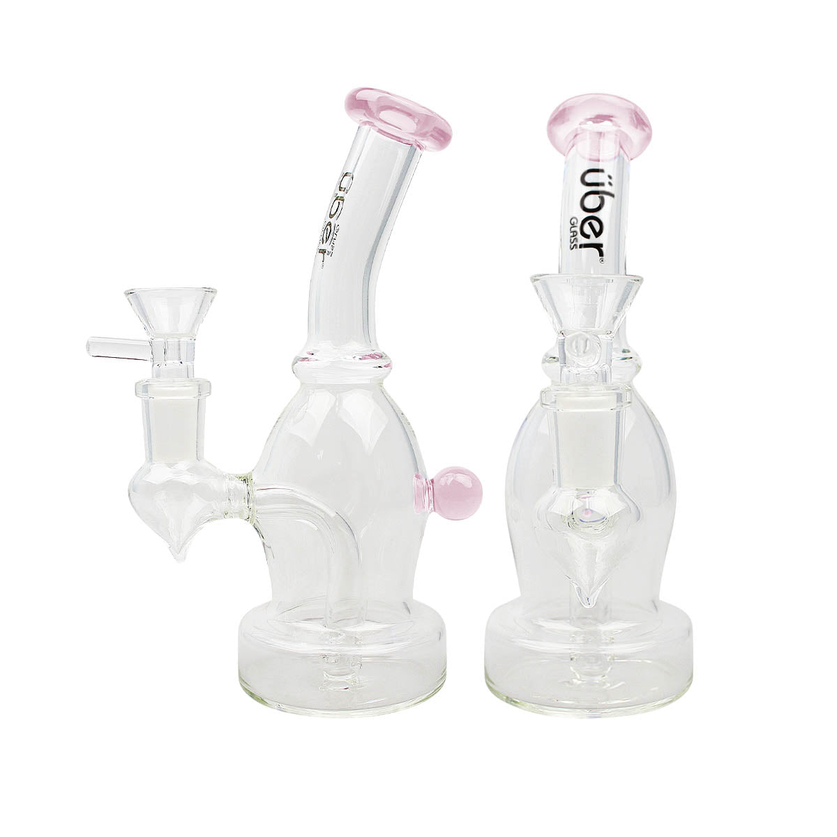 Uber 6" (4mm) Bent Neck Waterpipe w/ Ash Catcher - Style 002 Pink