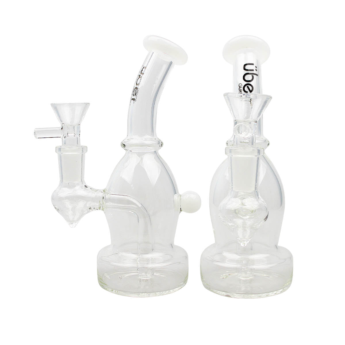Uber 6" (4mm) Bent Neck Waterpipe w/ Ash Catcher - Style 002 White