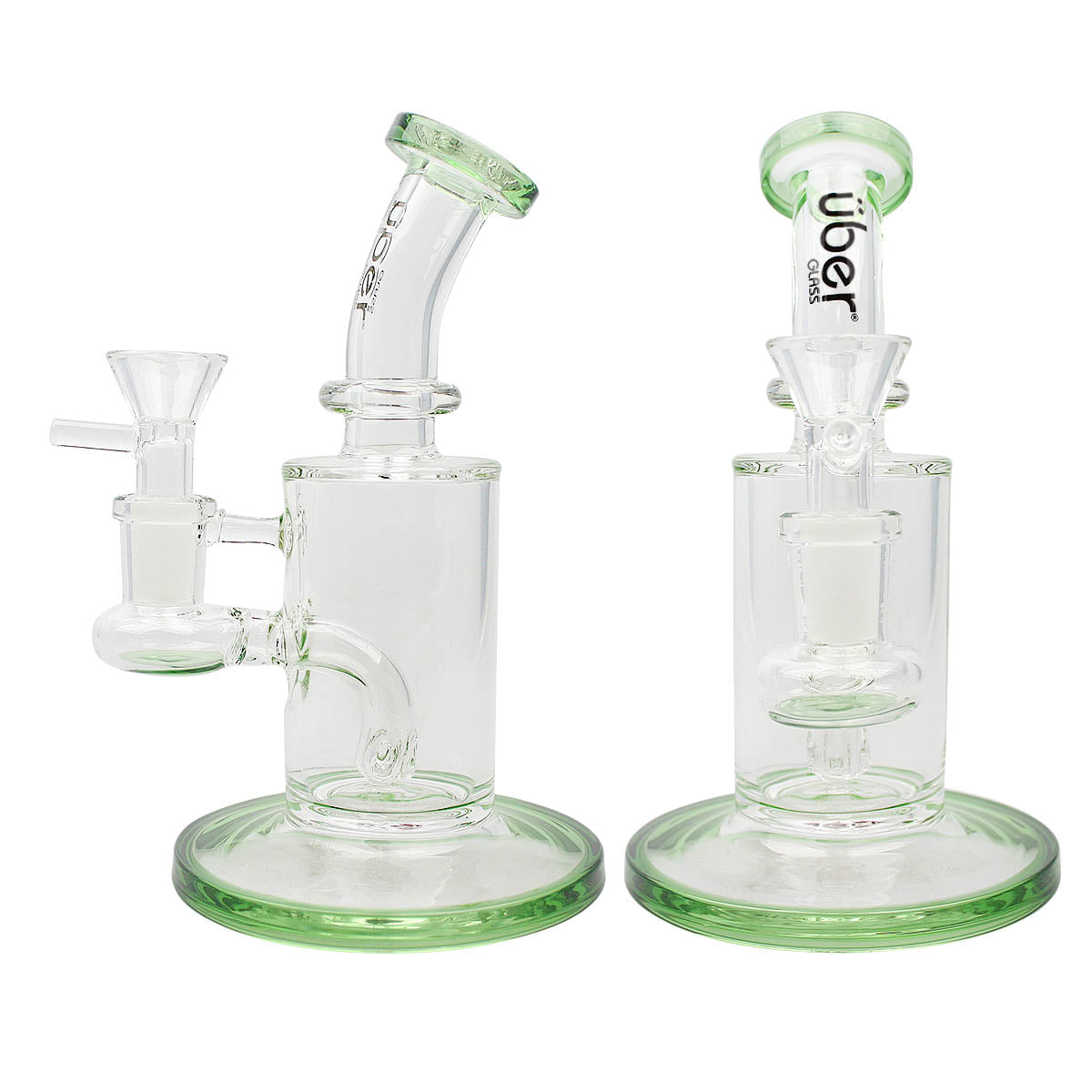 Uber 6" (4mm) Stemless Bent Neck Waterpipe - Style 003 Green
