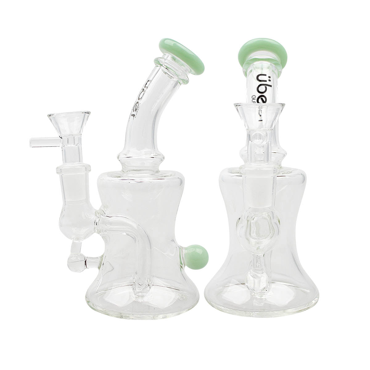 Uber 6" (4mm) Bent Neck Waterpipe w/ Ash Catcher - Style 004 Jade Gr