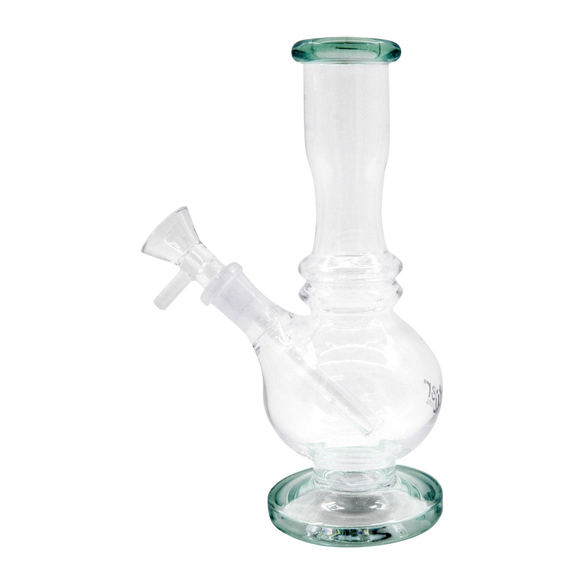 Uber 7" (5mm) Round Base Waterpipe w/ Ice Pinch Lake Green