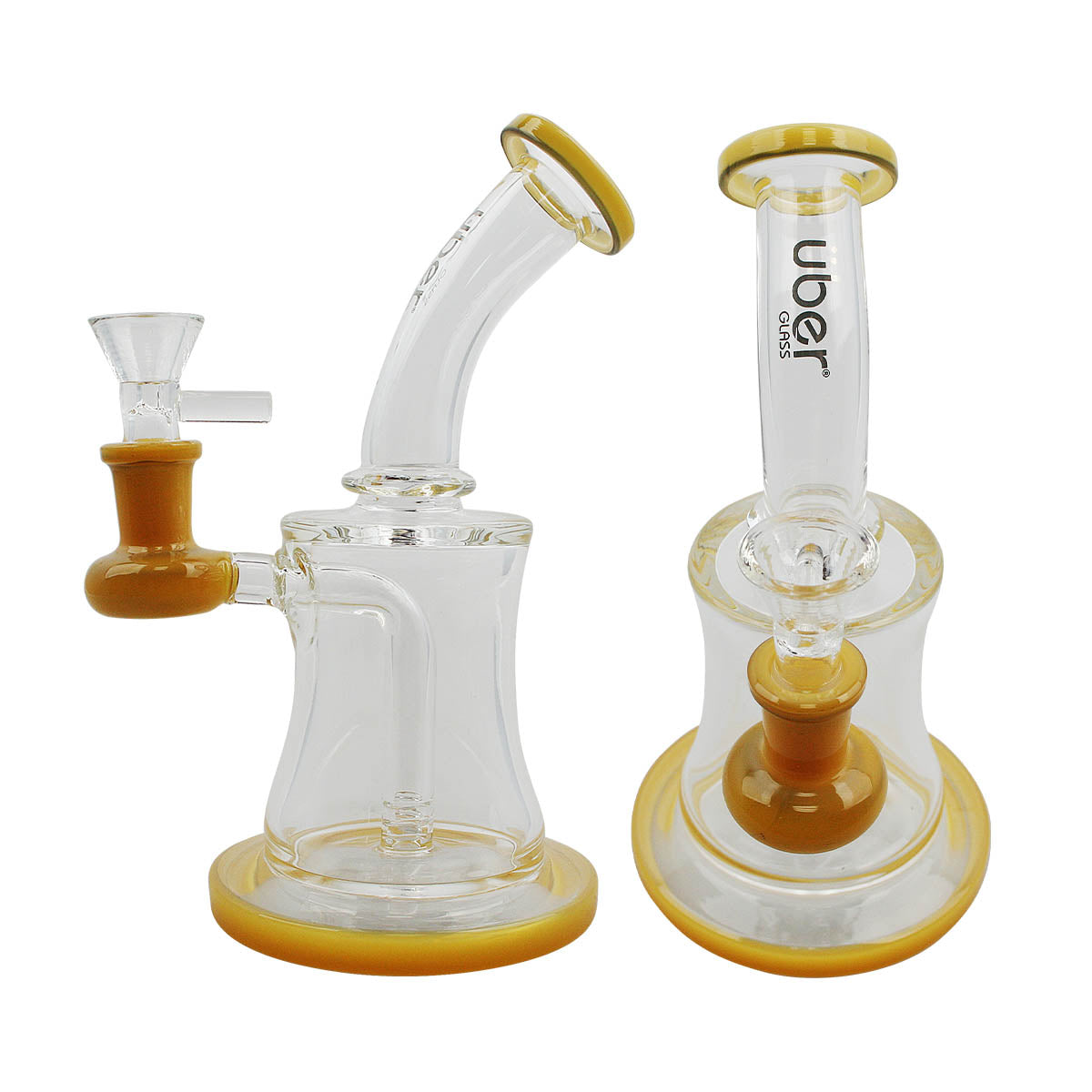 Uber 7" (5mm) Stemless Bent Neck Waterpipe Jade Yellow