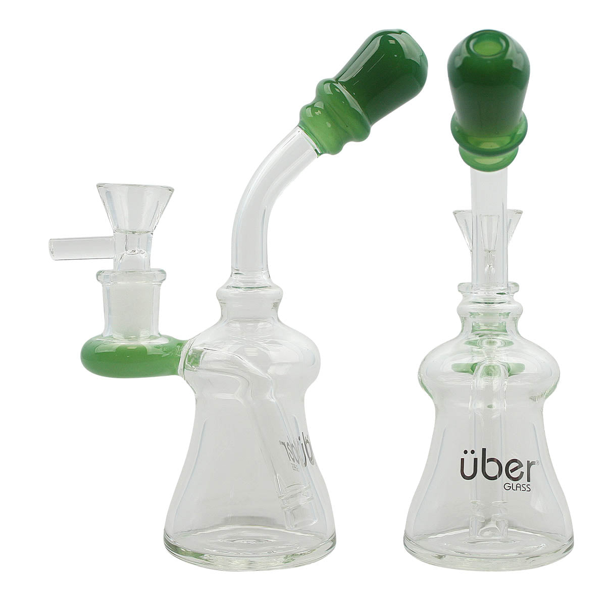 Uber 7" (4mm) Glass Bubbler w/ Banger Hanger Olive Green