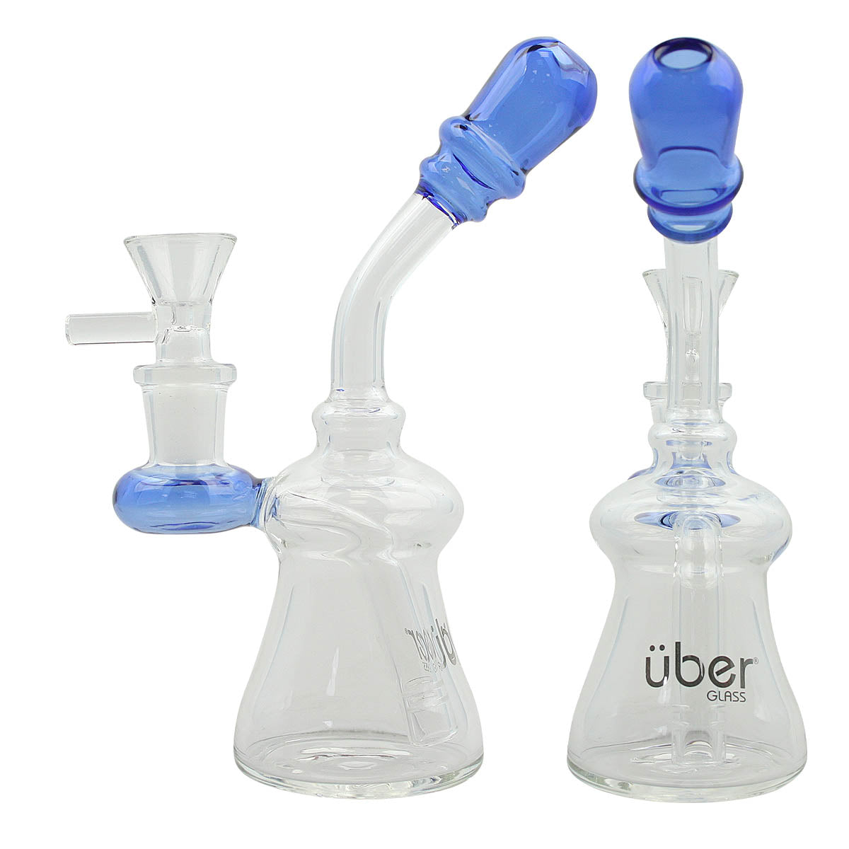 Uber 7" (4mm) Glass Bubbler w/ Banger Hanger Sapphire