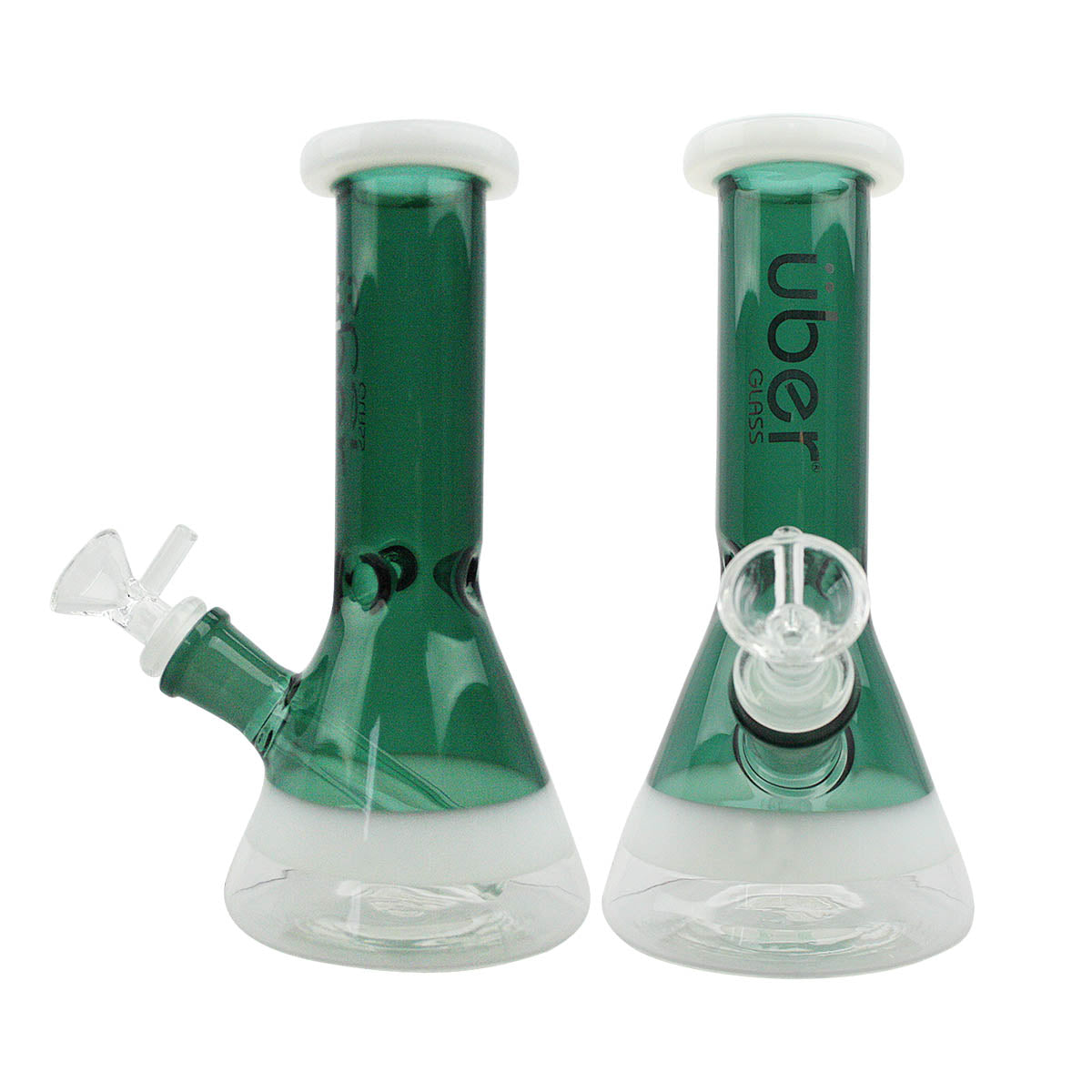 Uber 8" (4mm) Beaker Two Toned Waterpipe Lake Green