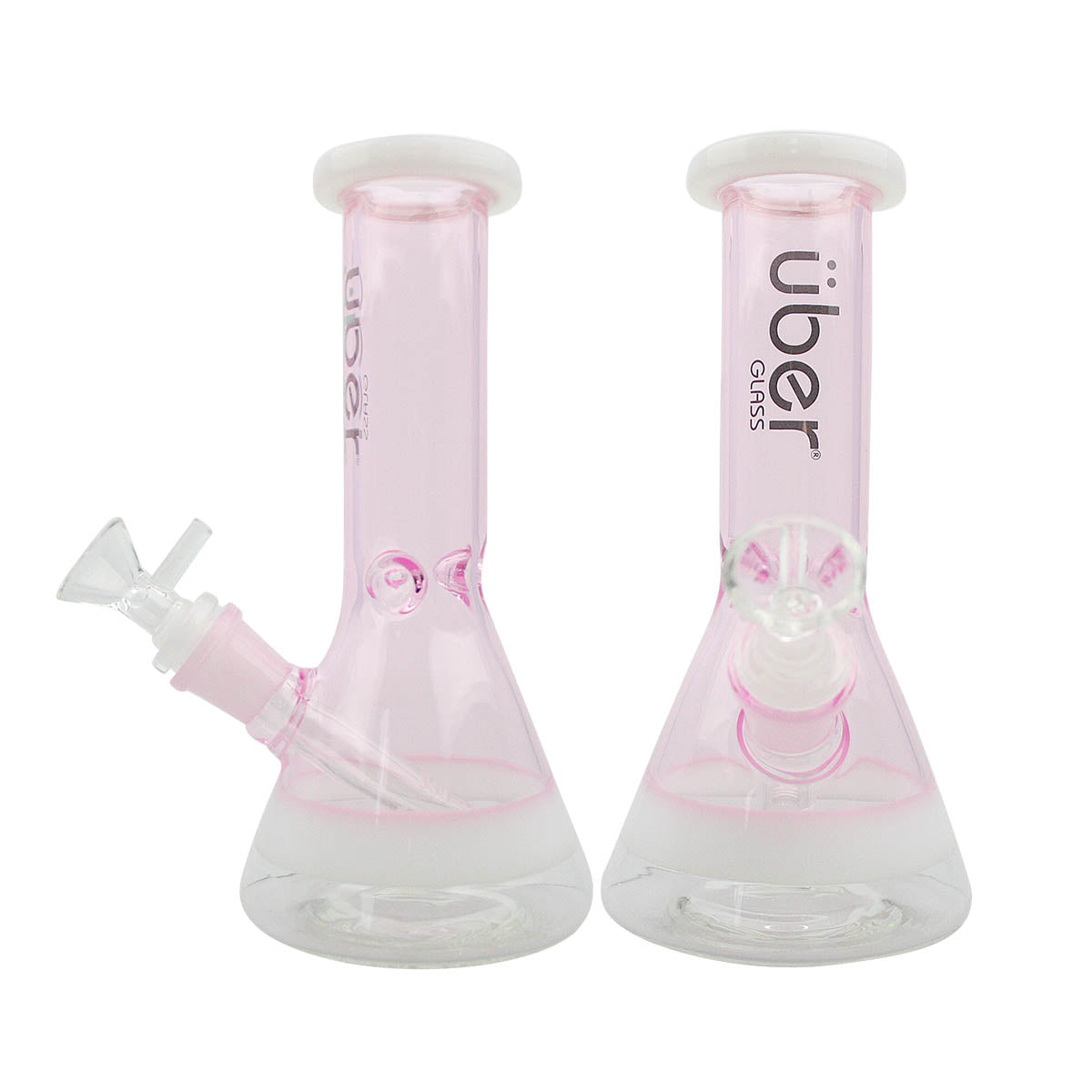 Uber 8" (4mm) Beaker Two Toned Waterpipe Pink