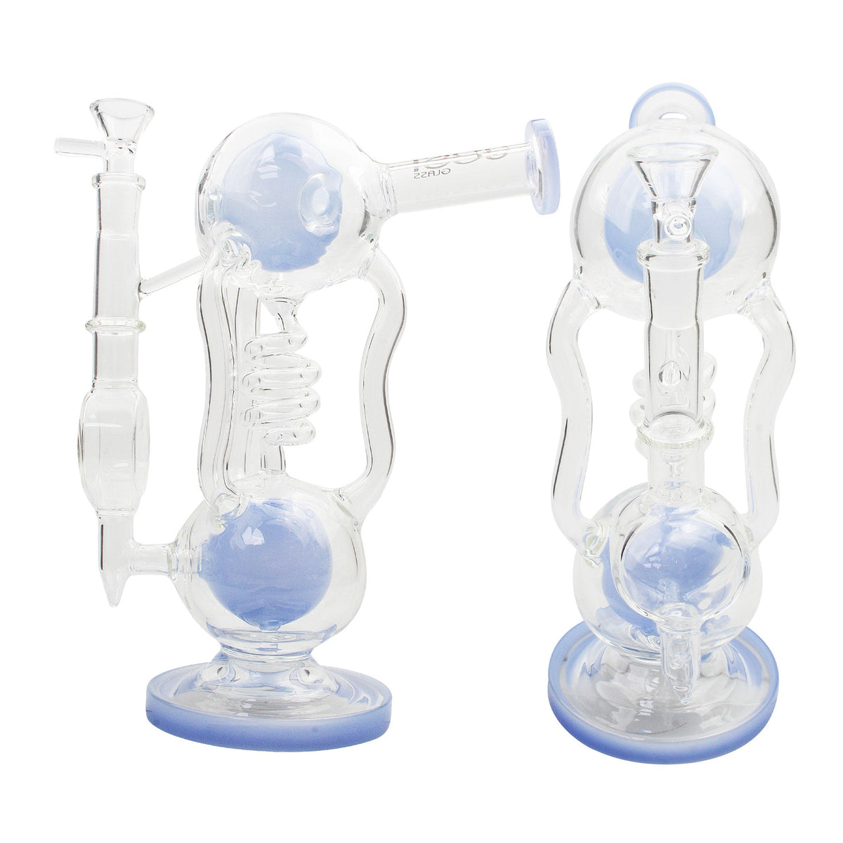 Uber 9" (5mm) Glass Recycler Waterpipe - Style 002 Jade Blue
