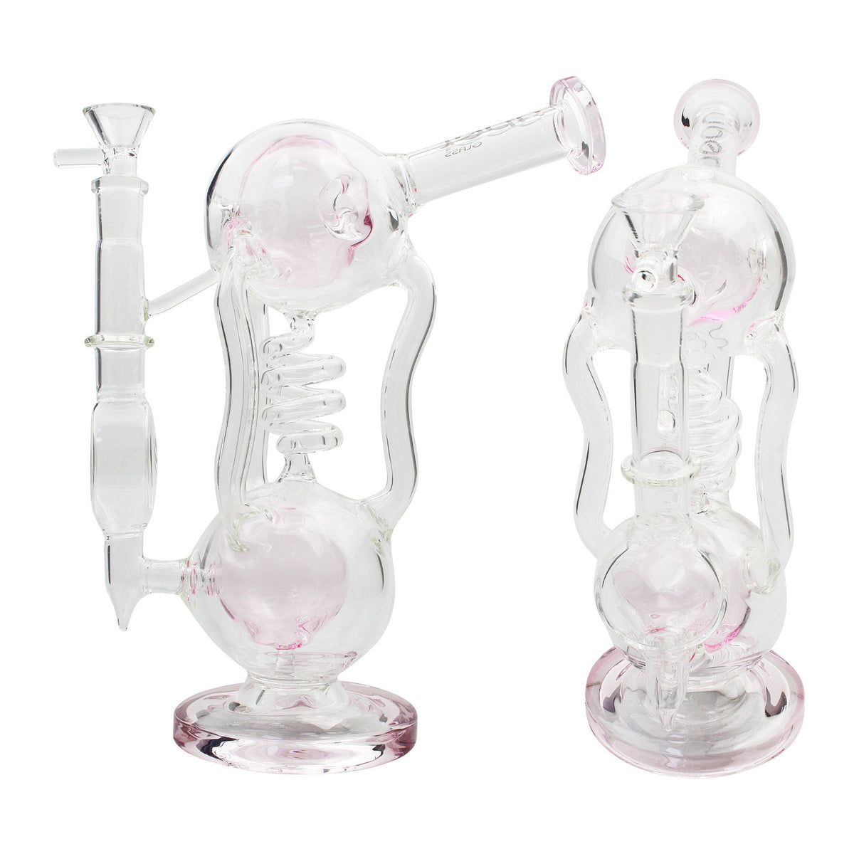 Uber 9" (5mm) Glass Recycler Waterpipe - Style 002 Pink