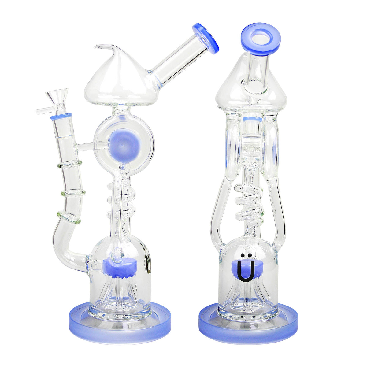 Uber 11" (5mm) Glass Recycler Waterpipe Jade Blue
