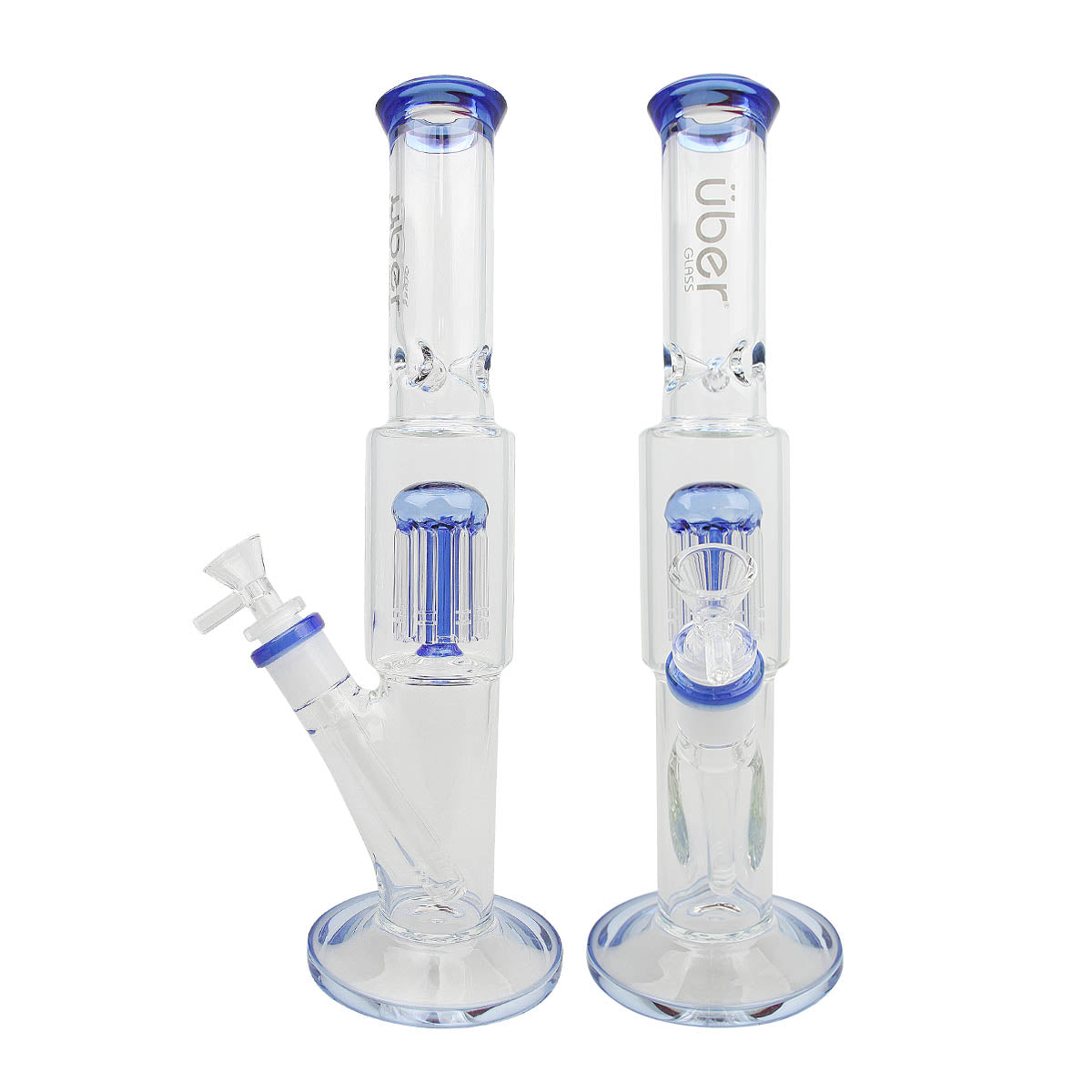 Uber 12" Waterpipe w/Ice Pinch & Tree Perc Blue
