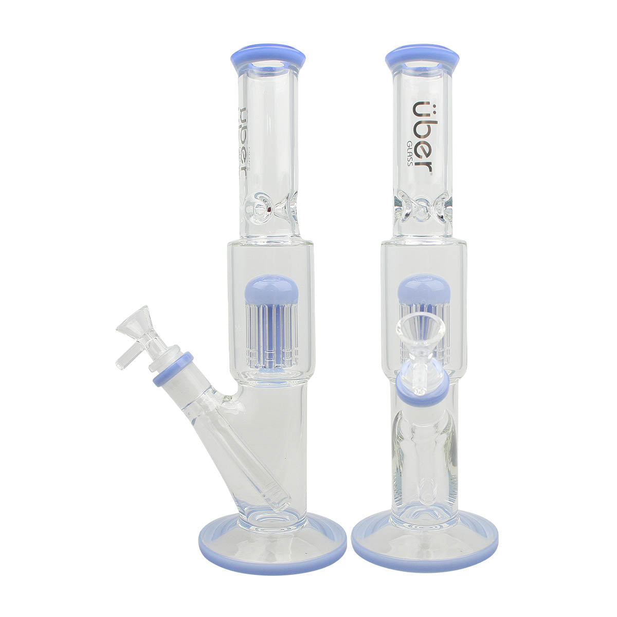 Uber 12" Waterpipe w/Ice Pinch & Tree Perc Jade Blue