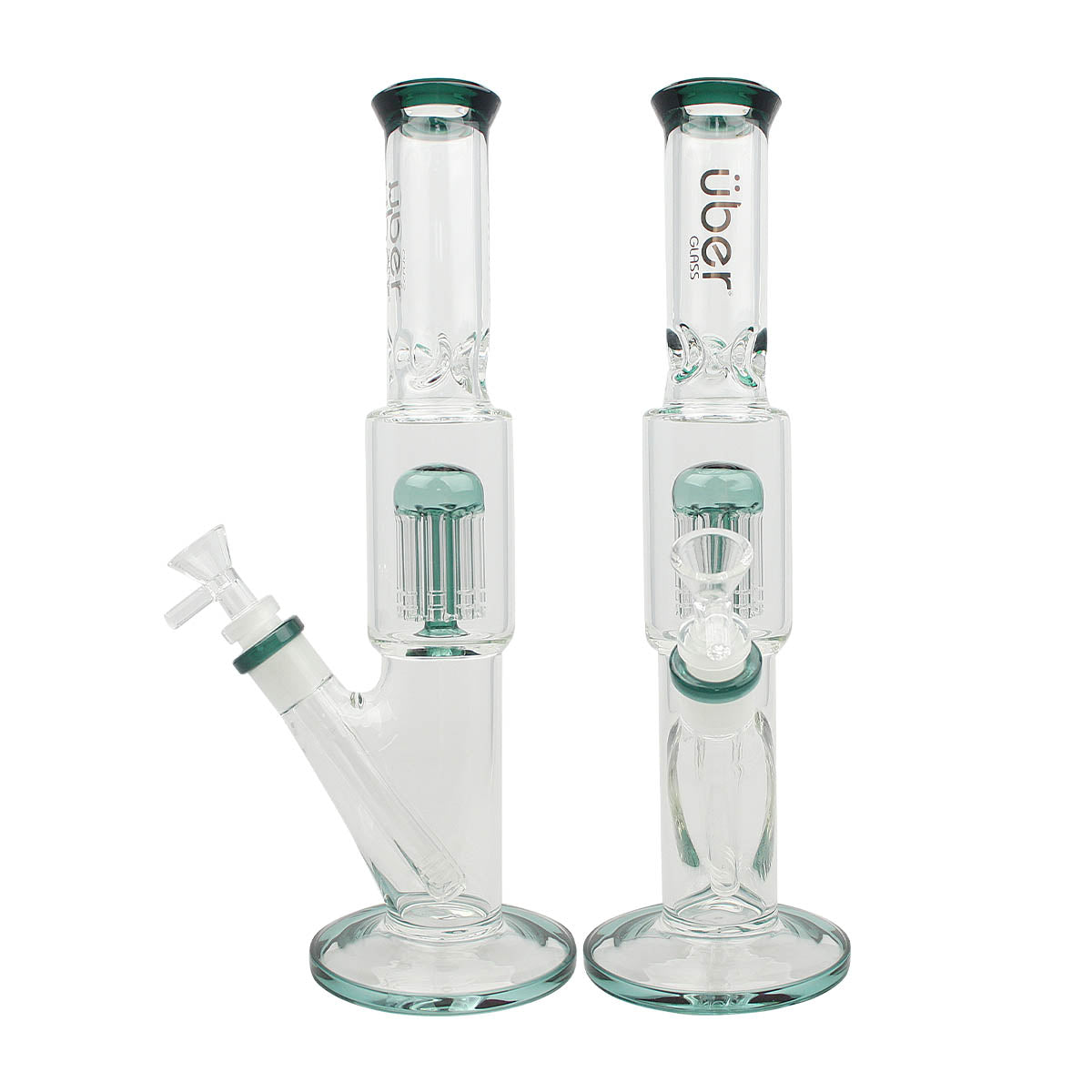 Uber 12" Waterpipe w/Ice Pinch & Tree Perc Lake Green