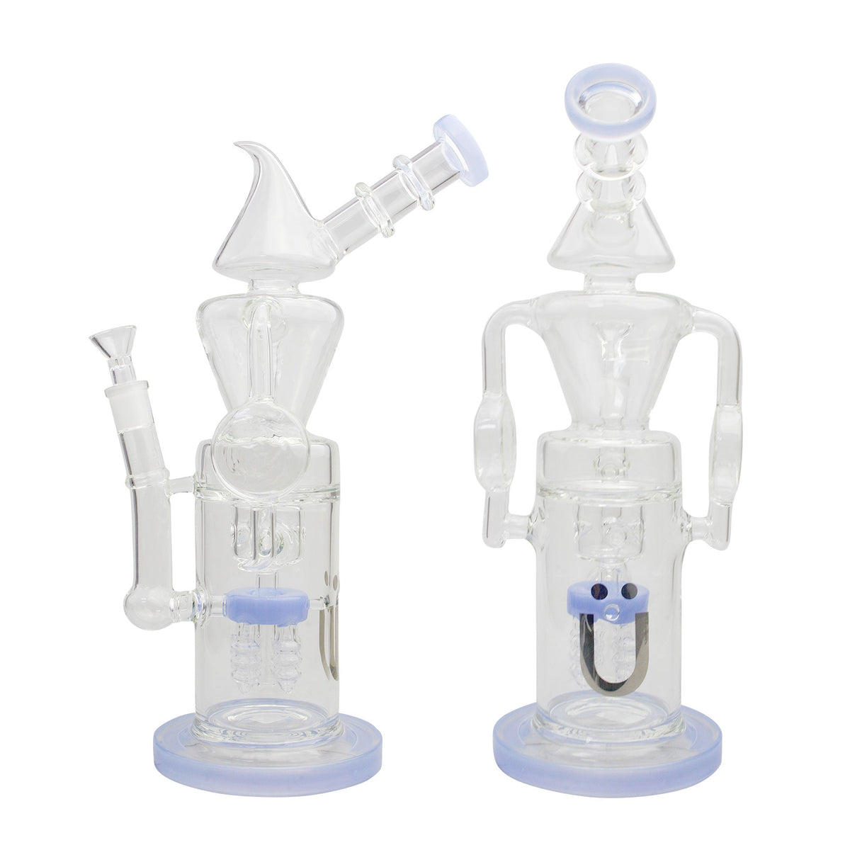 Uber 12" (5mm) Glass Recycler Waterpipe - Style 006 Jade Blue