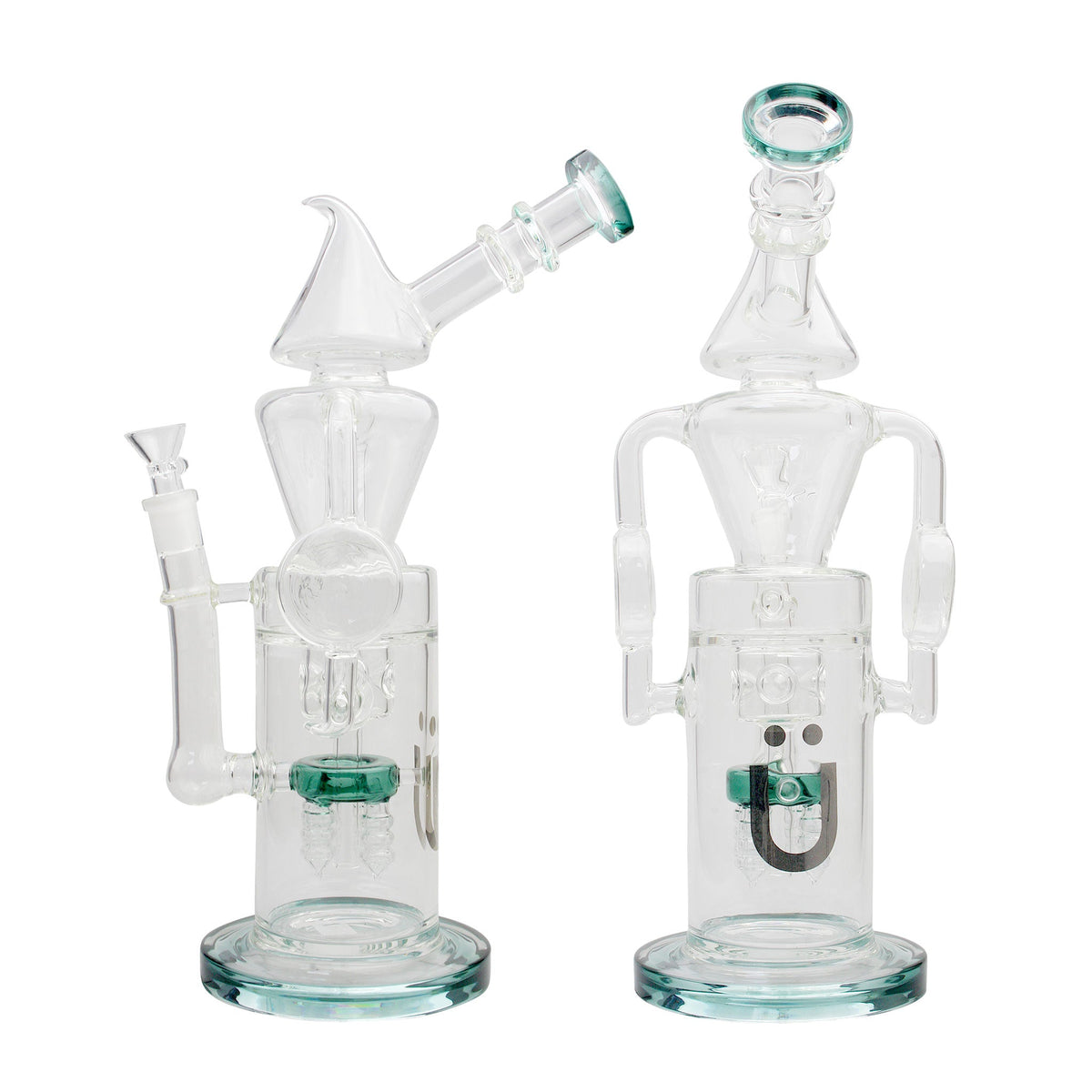 Uber 12" (5mm) Glass Recycler Waterpipe - Style 006 Lake Green