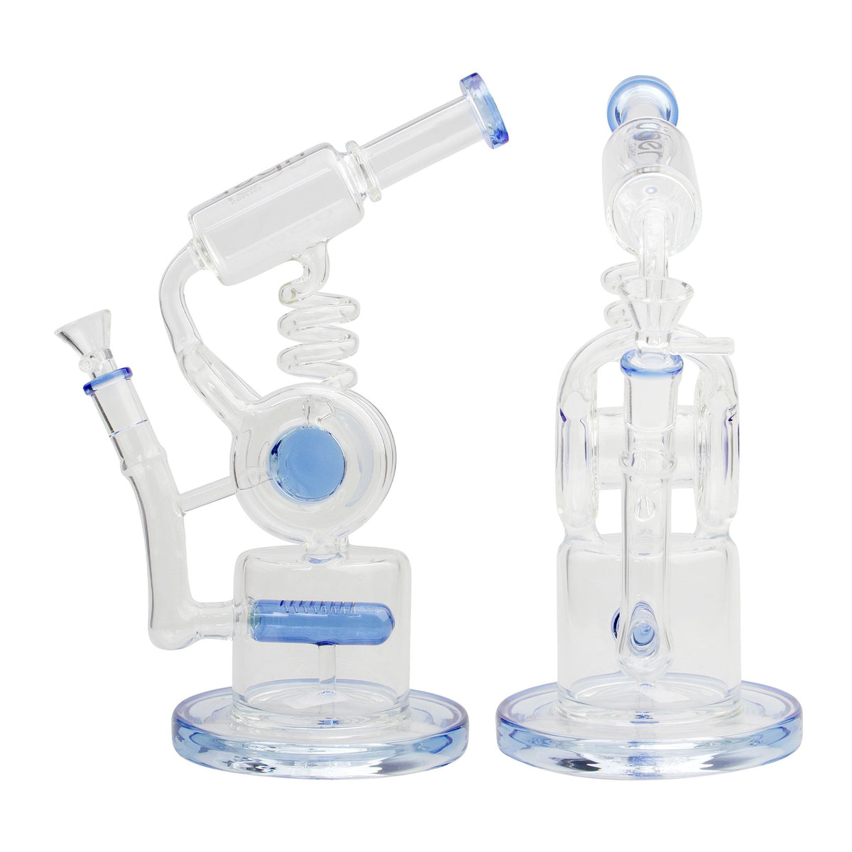 Uber 12" (5mm) Glass Recycler Waterpipe - Style 007 Blue