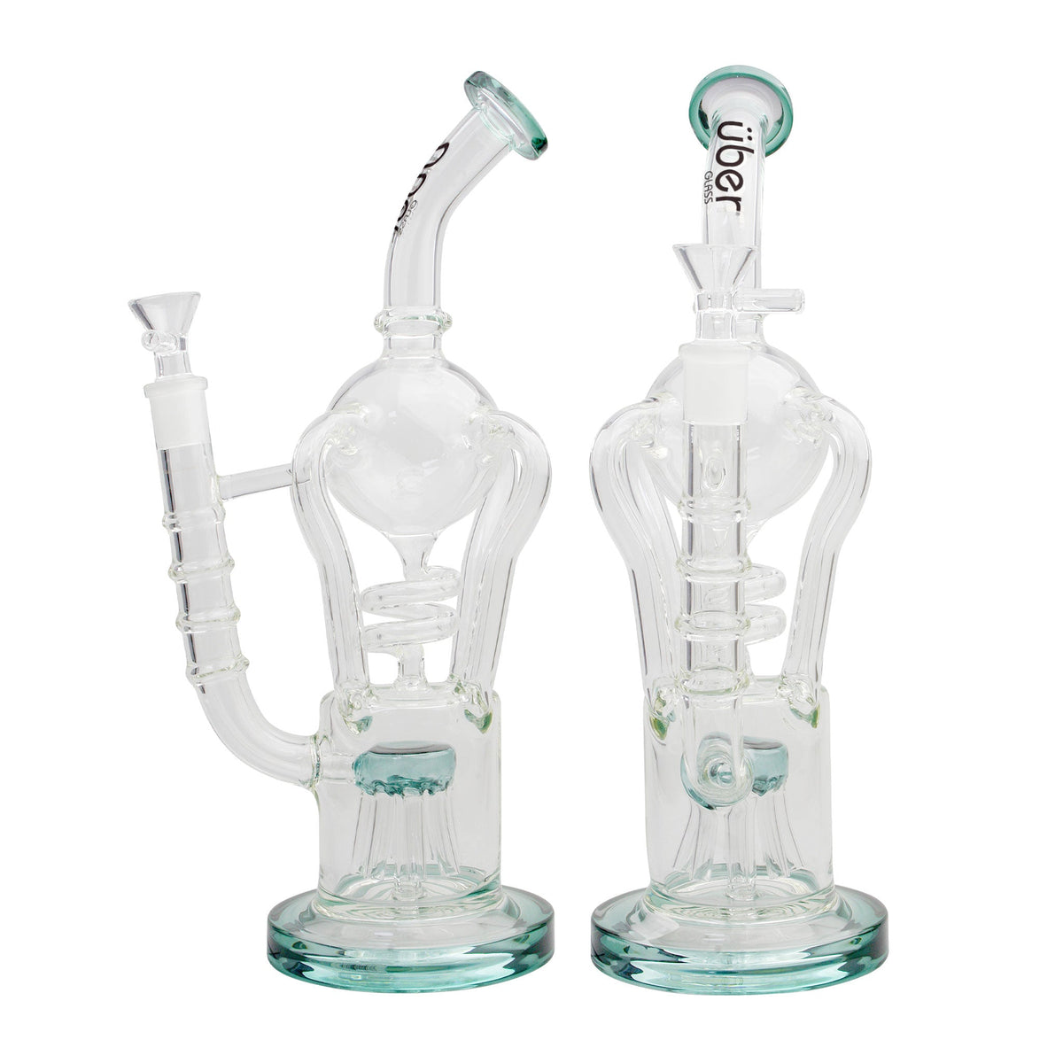 Uber 13" (5mm) Glass Recycler Waterpipe Lake Green