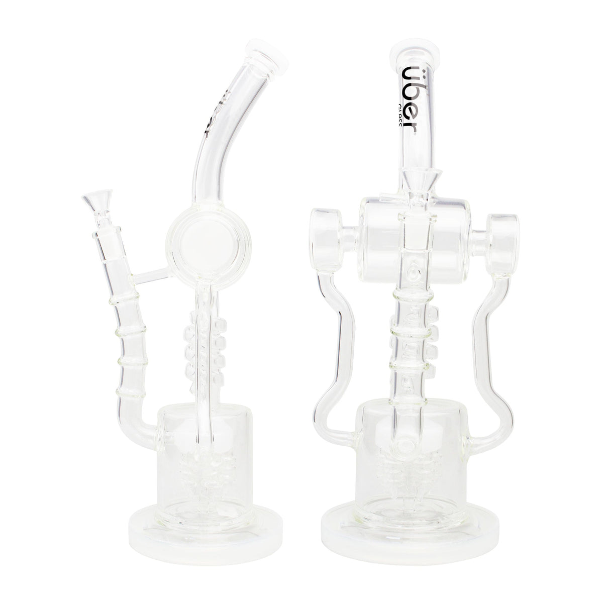 Uber 15" (5mm) Glass Recycler Waterpipe - Style 005 Jade White