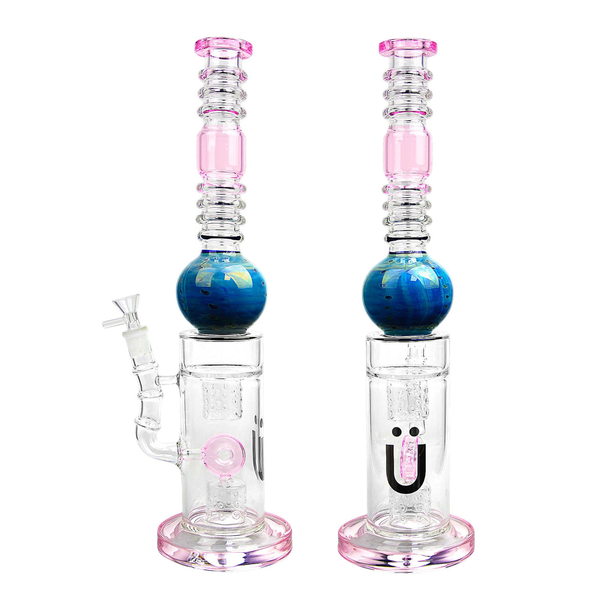 Uber 15" (5mm) Glass Recycler Waterpipe - Style 006 Pink