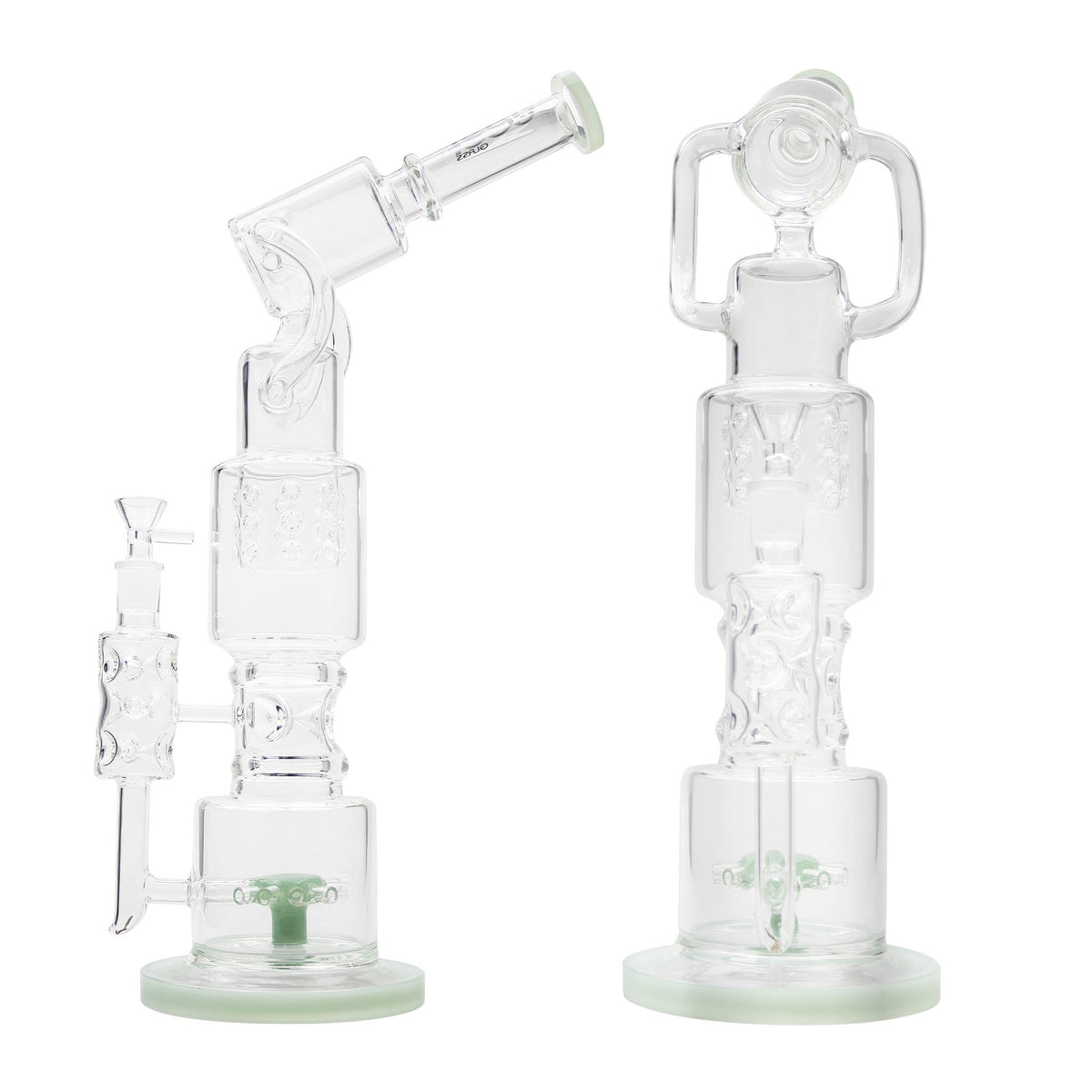 Uber 16" (5mm) Glass Recycler Waterpipe - Style 003 Jade Green