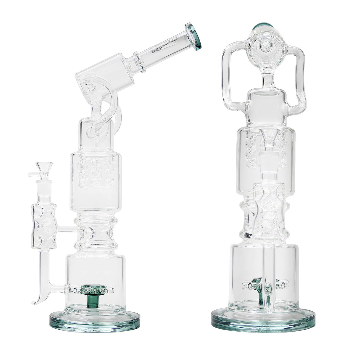 Uber 16" (5mm) Glass Recycler Waterpipe - Style 003 Lake Green