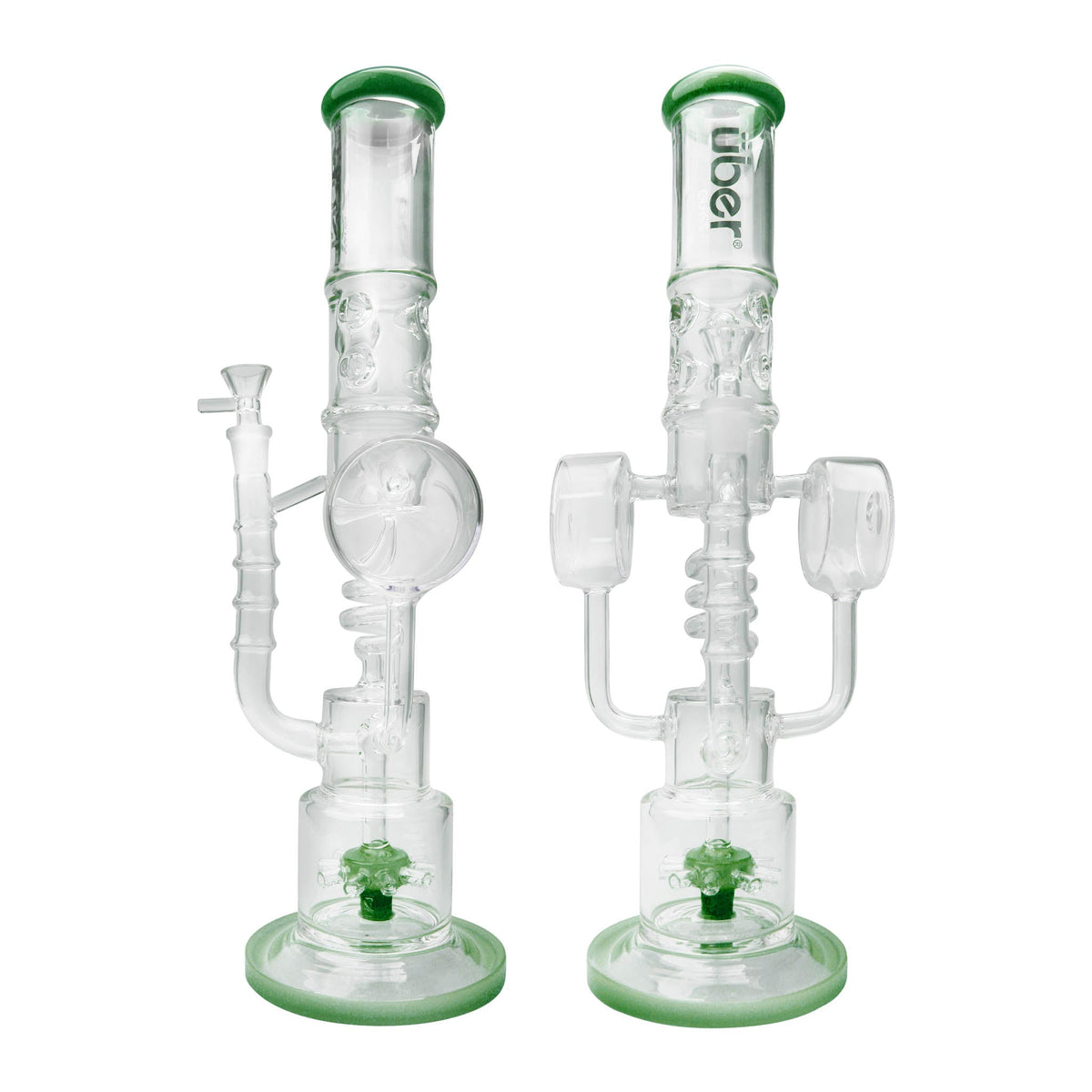Uber 16" (5mm) Glass Recycler Waterpipe - Style 004 Jade Green