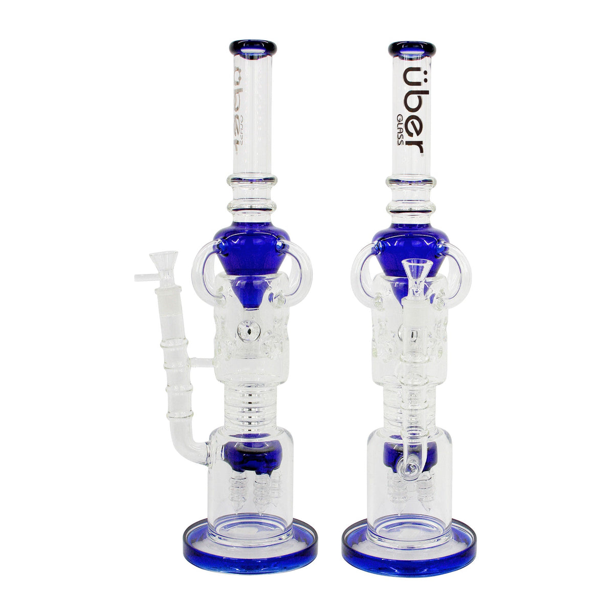 Uber 17" (5mm) Glass Recycler Waterpipe - Style 005 Blue