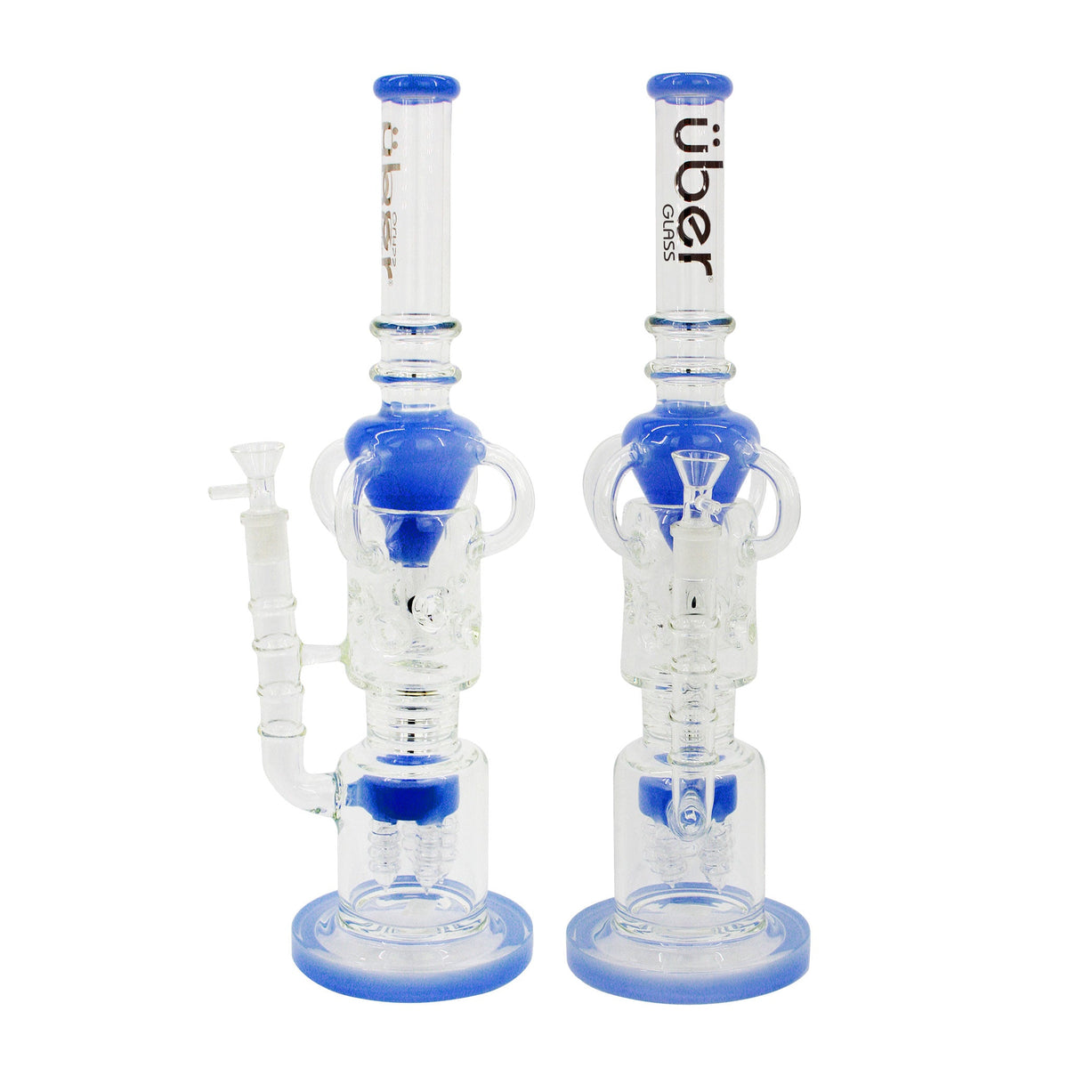 Uber 17" (5mm) Glass Recycler Waterpipe - Style 005 Jade Blue