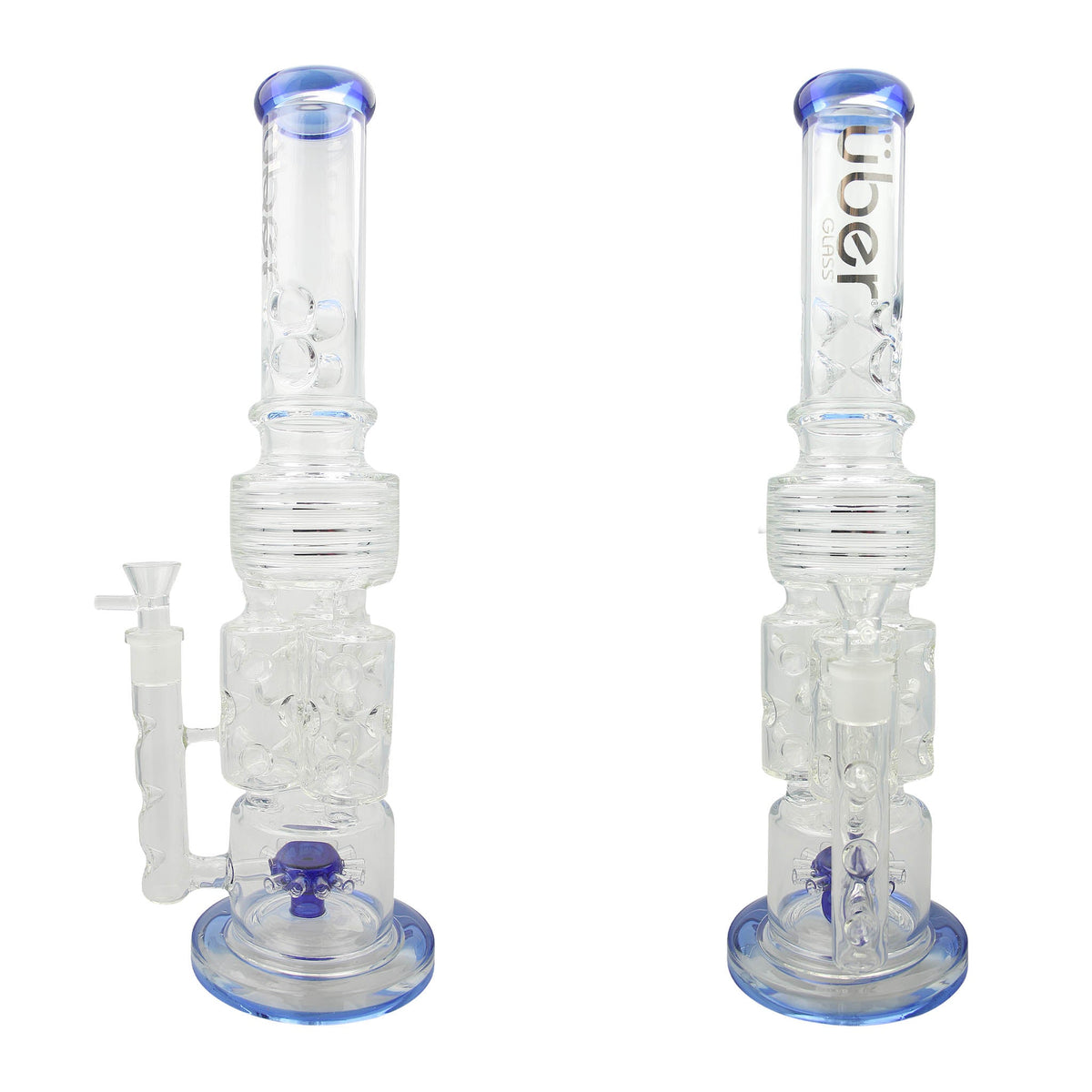Uber 18" (5mm) Glass Recycler Waterpipe - Style 002 Blue