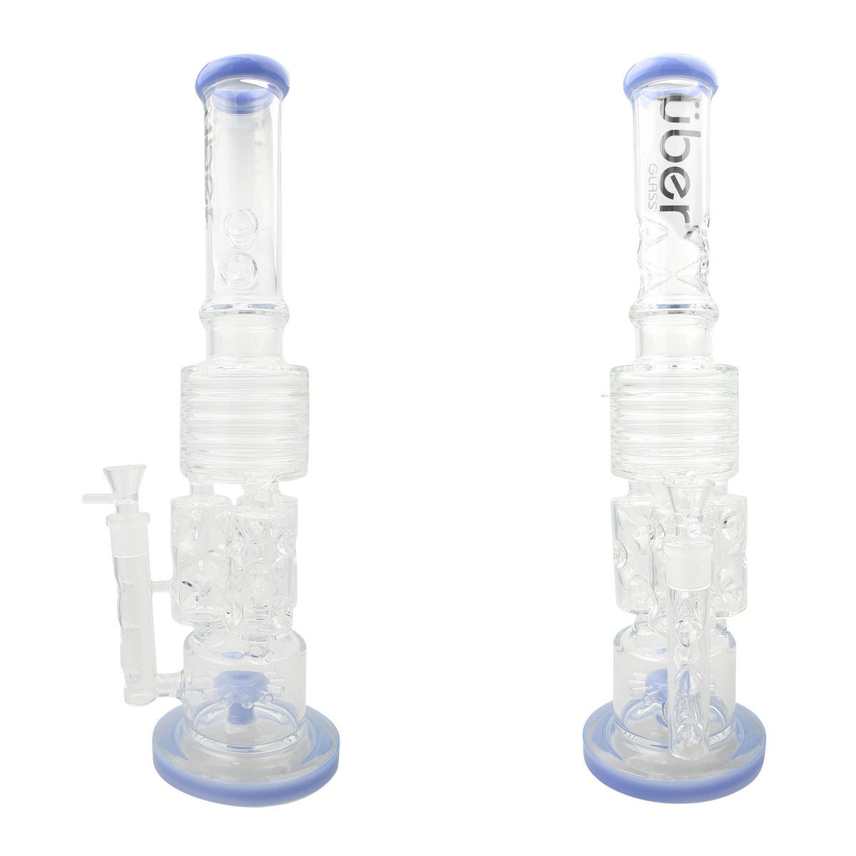 Uber 18" (5mm) Glass Recycler Waterpipe - Style 002 Jade Blue