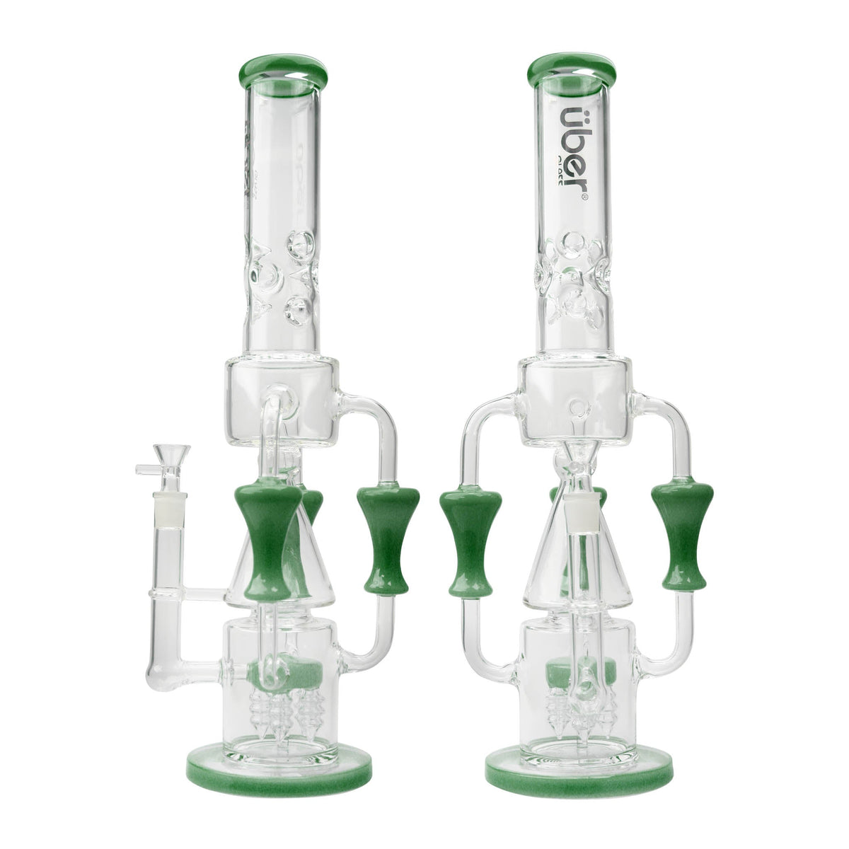 Uber 18" (5mm) Glass Recycler Waterpipe - Style 003 Jade Green