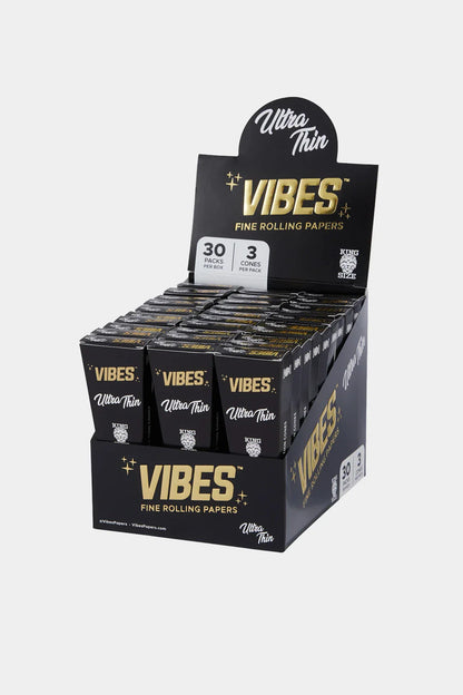 Vibes King Size Pre Rolled Cones - 3 Cones Per Pack - 30 Pack Per Box