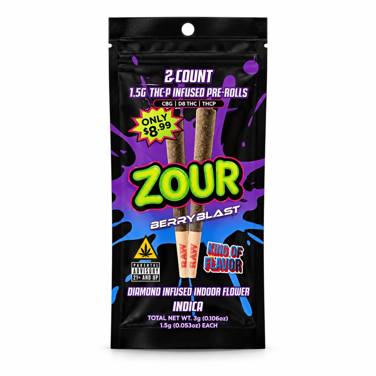 Zour Stash THCP Diamond Infused Pre-Rolls 1.5G (2 Pack)