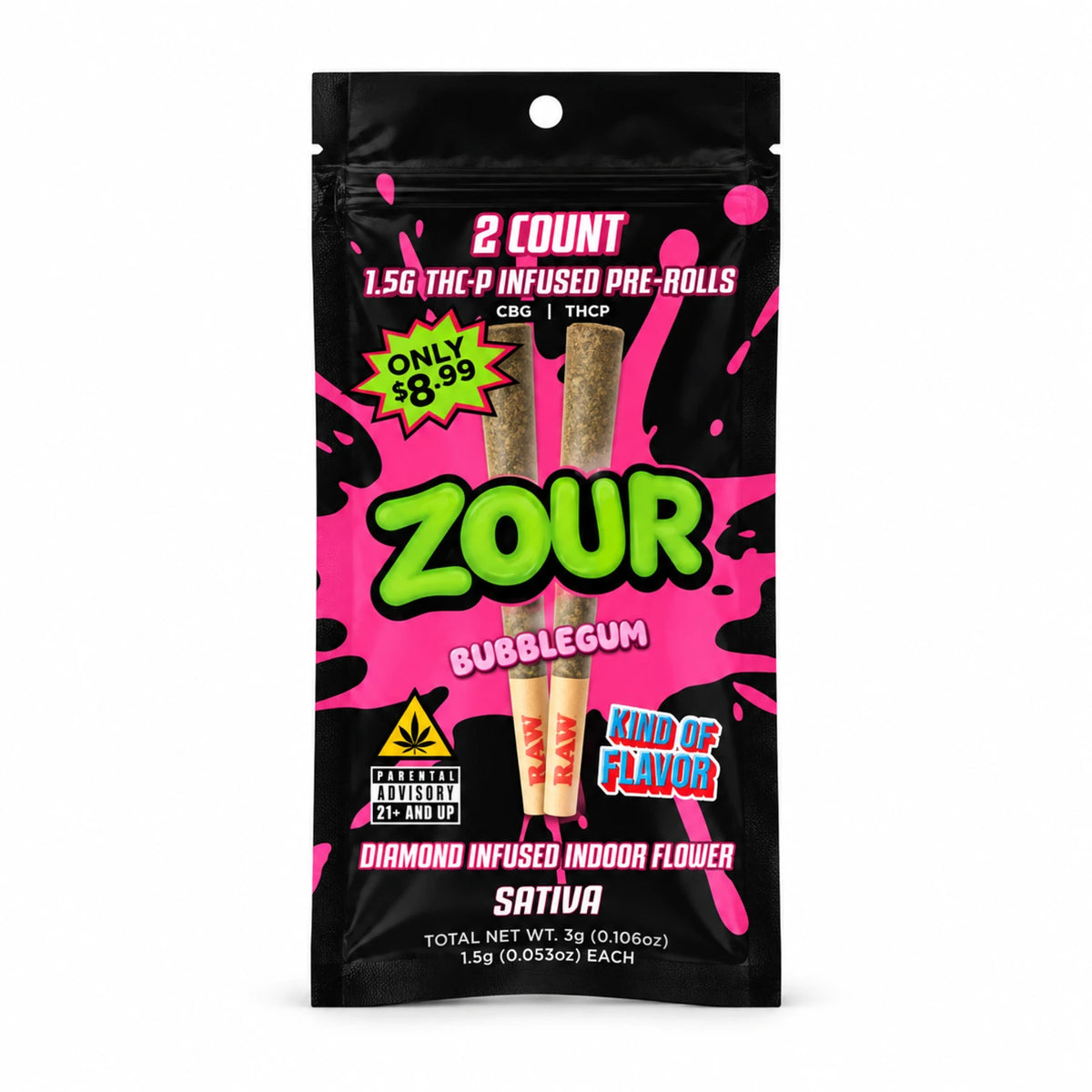 Zour Stash THCP Diamond Infused Pre-Rolls 1.5G (2 Pack)