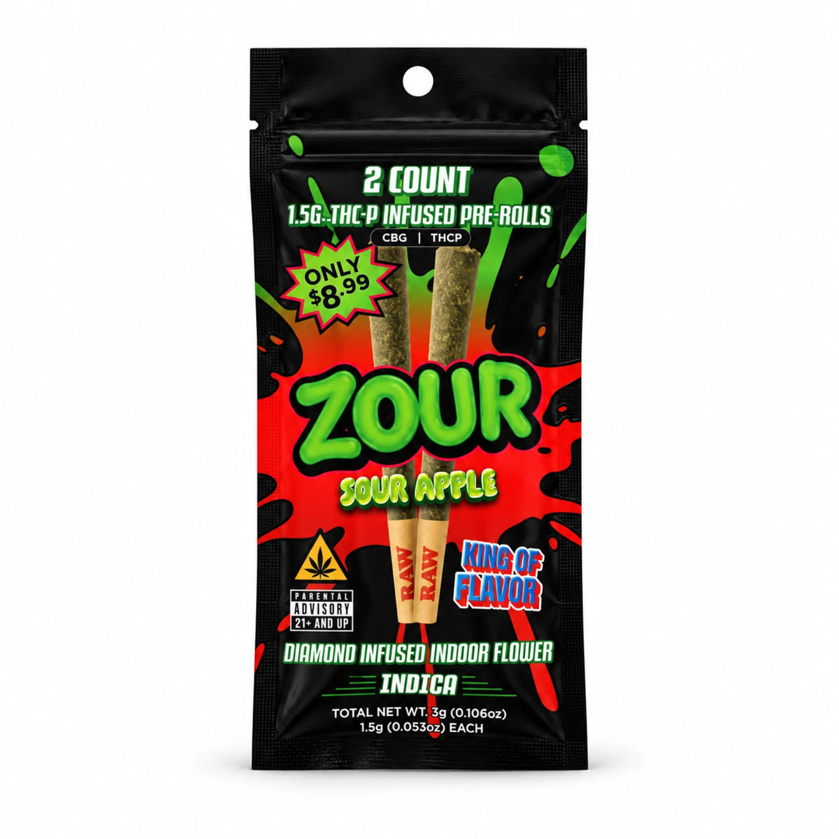 Zour Stash THCP Diamond Infused Pre-Rolls 1.5G (2 Pack)